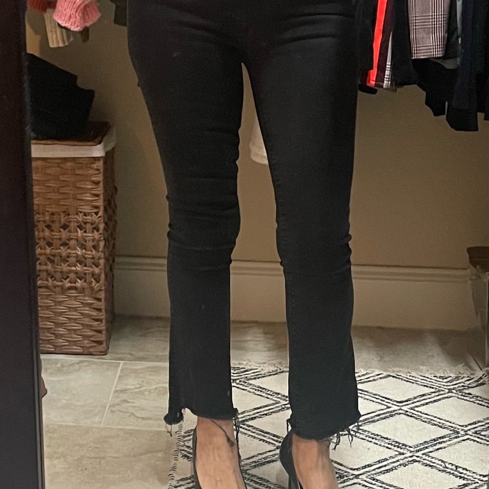 Frame denim cropped fray jeans